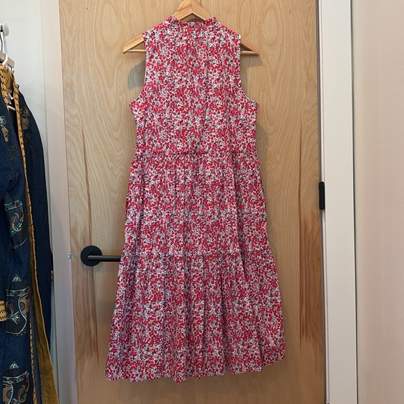 J. Crew Sleeveless Dress Liberty Wiltshire Tiered Midi Size Small - Picture 7 of 7